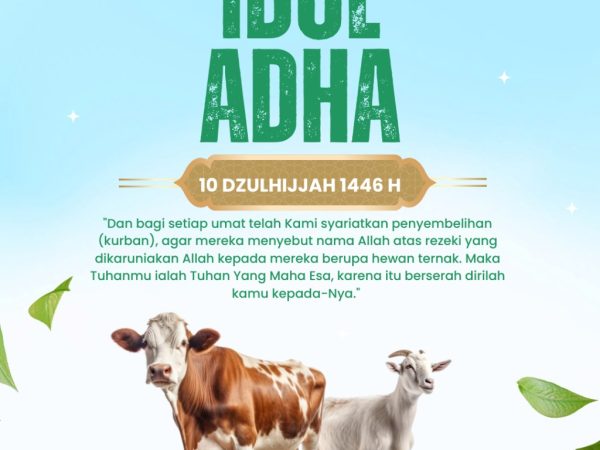 Keluarga Besar DKM Masjid Jami' Al-Mabrur mengucapkan Taqabbalallahu minna wa minkum. Selamat Hari Raya Idul Adha 1446 H